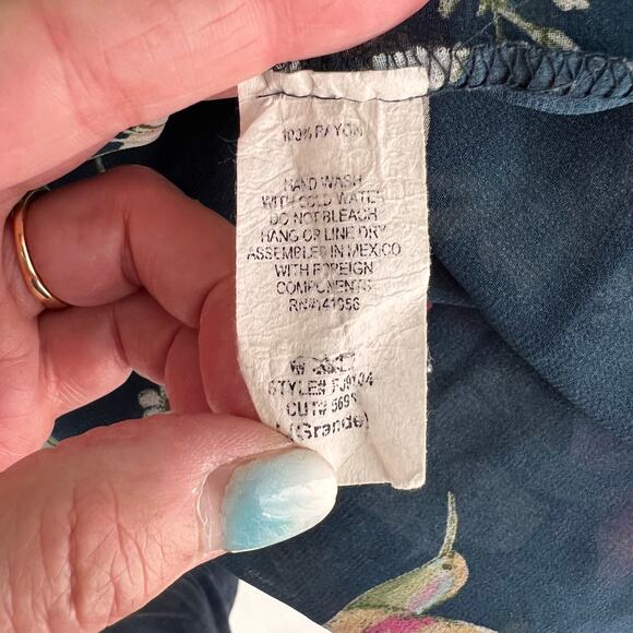 Fotia Sheer Kimono Cardigan Womens‎ L Blue Pink Floral Casual Beach Spring Layer - Picture 8 of 9